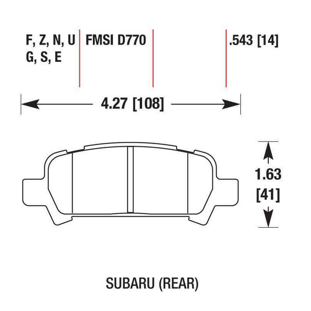 HAWK HB434F.543 Задні гальмівні колодки HPS для SUBARU Forester 2002-08/Impreza (non WRX STI)/Legacy Photo-1 