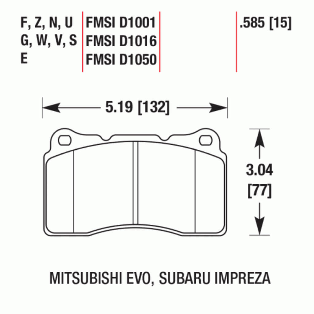 HAWK HB453N.585 Передні гальмівні колодки HP+ для SUBARU Impreza WRX STI 2006-2015 / TOYOTA (GT86 / GR86) / MITSUBISHI Lancer EVO 2003-2014 Photo-5 