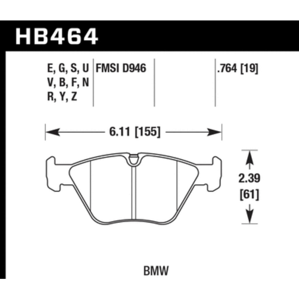 HAWK HB464G.764 Гальмівні колодки DTC-60 (19 мм) передні для BMW M3 2003-2006 / X3 xDrive30i Photo-1 