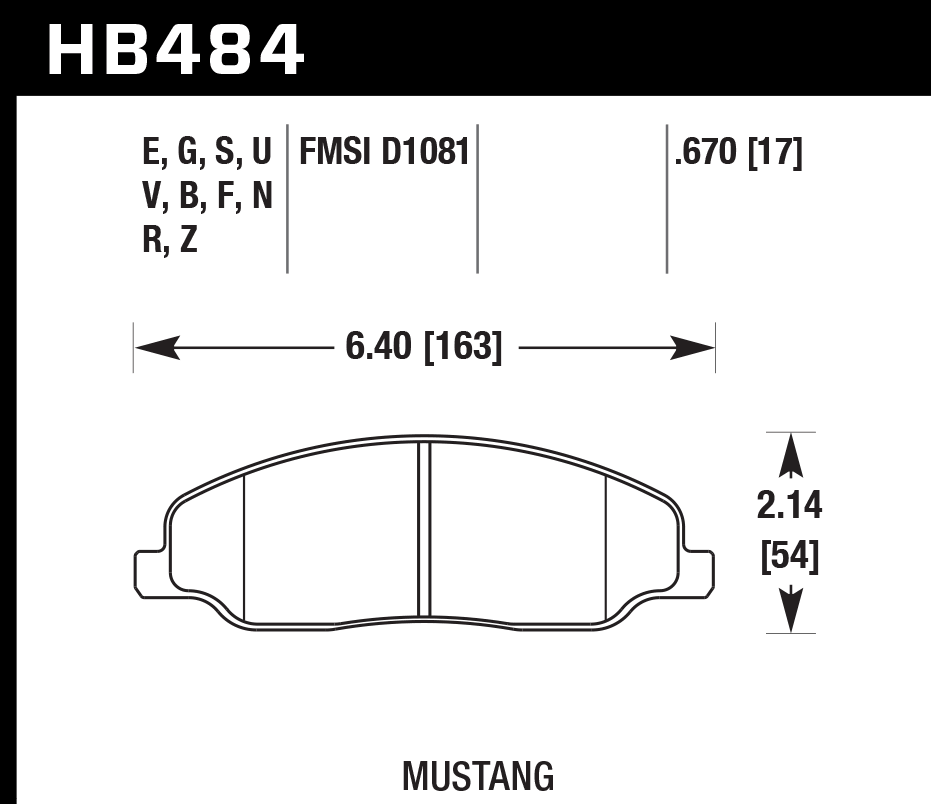 HAWK HB484D.670 Гальмівні Колодки Передні ER-1 Endurance Racing для FORD Mustang GT 4.6L 2009-2010 Photo-1 