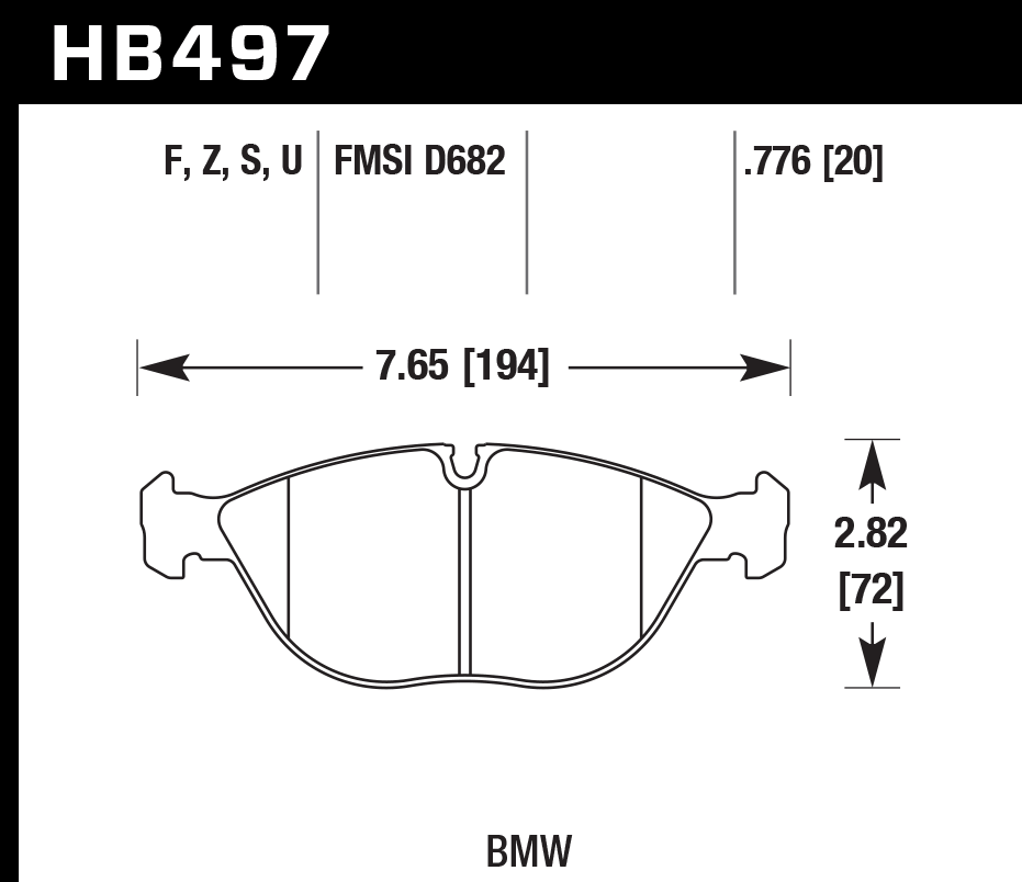 HAWK HB497D.776 Гальмівні Колодки Передні ER-1 Endurance Racing для VOLKSWAGEN Golf R32 3.2L 2004/ BMW Z8 Base 5.0L 2000-2003 Photo-1 