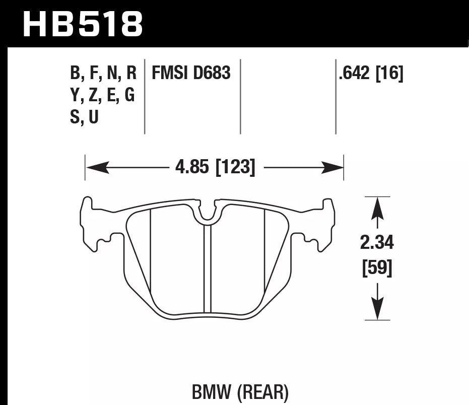 HAWK HB518D.642 Гальмівні Колодки Задні ER-1 Endurance Racing для BMW X3 xDrive30i 3.0L 2009-2010 Photo-2 