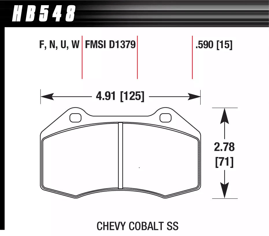 HAWK HB548D.510 Гальмівні Колодки Передні ER-1 Endurance Racing для CHEVROLET Cobalt SS 2008-2010/ MAZDA MX-5 Miata Club 2.0L 2016-2020 Photo-1 