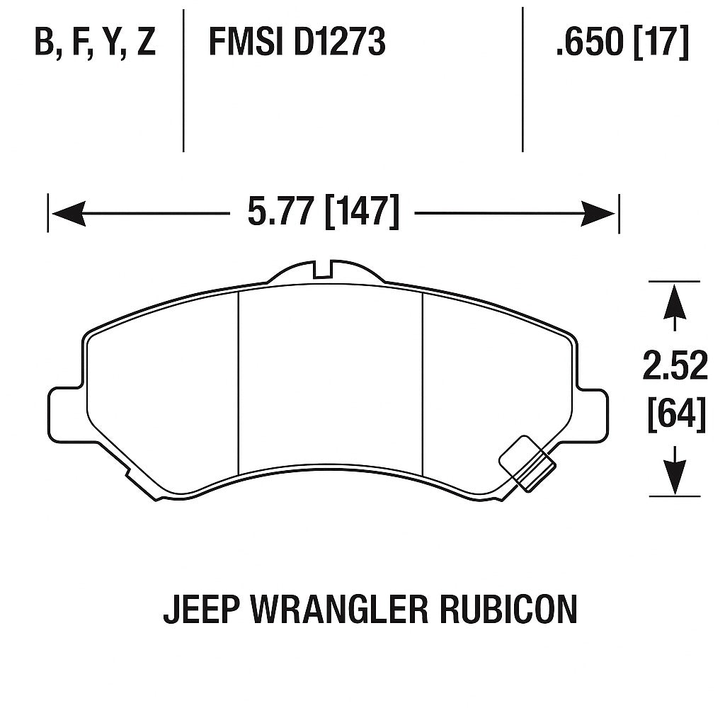 HAWK HB569Y.650 Передні гальмівні колодки LTS для JEEP Wrangler (JK / JL) 2007-2020 Photo-1 