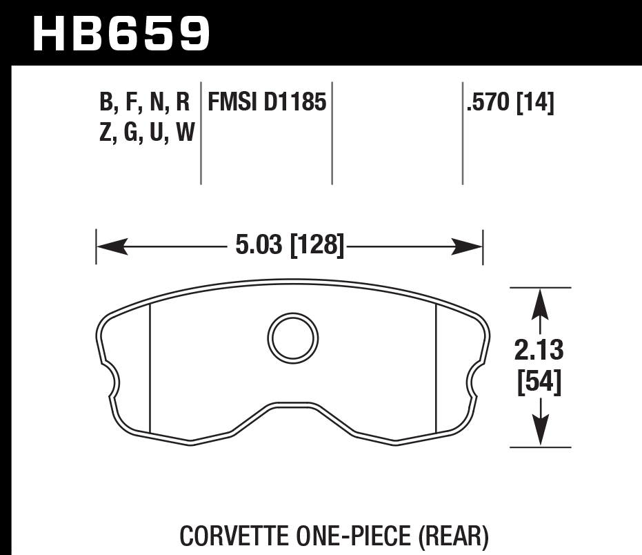 HAWK HB659D.570 Гальмівні Колодки Задні ER-1 Endurance Racing для CHEVROLET Corvette Z06 7.0L 2006-2008 Photo-2 