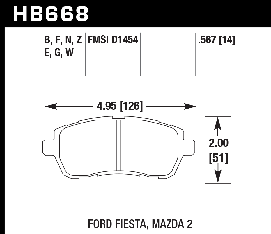 HAWK HB668D.567 Гальмівні Колодки Передні ER-1 Endurance Racing для MAZDA 2 2011-2014/ FORD Fiesta SE 1.6L 2019 Photo-2 