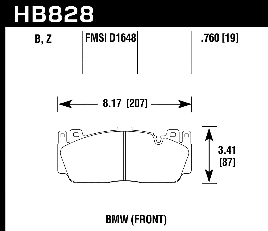 HAWK HB828D.760 Гальмівні Колодки Передні ER-1 Endurance Racing для BMW 3-Series M3 3.0 Twin Turbo 2014-2019 Photo-2 