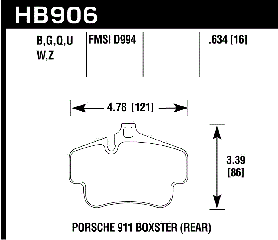 HAWK HB906D.634 Гальмівні Колодки Передні ER-1 Endurance Racing для PORSCHE 911 3.6L 2001-2002 Photo-2 