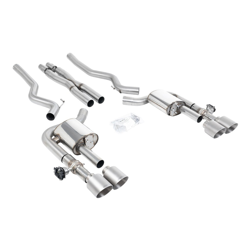 MILLTEK SSXFD418 Вихлопна система Cat-Back, 2.76" (насадки GT-115, матовий титан) для FORD Mustang Dark Horse (S650) / Mach 1 (S550) Photo-0 