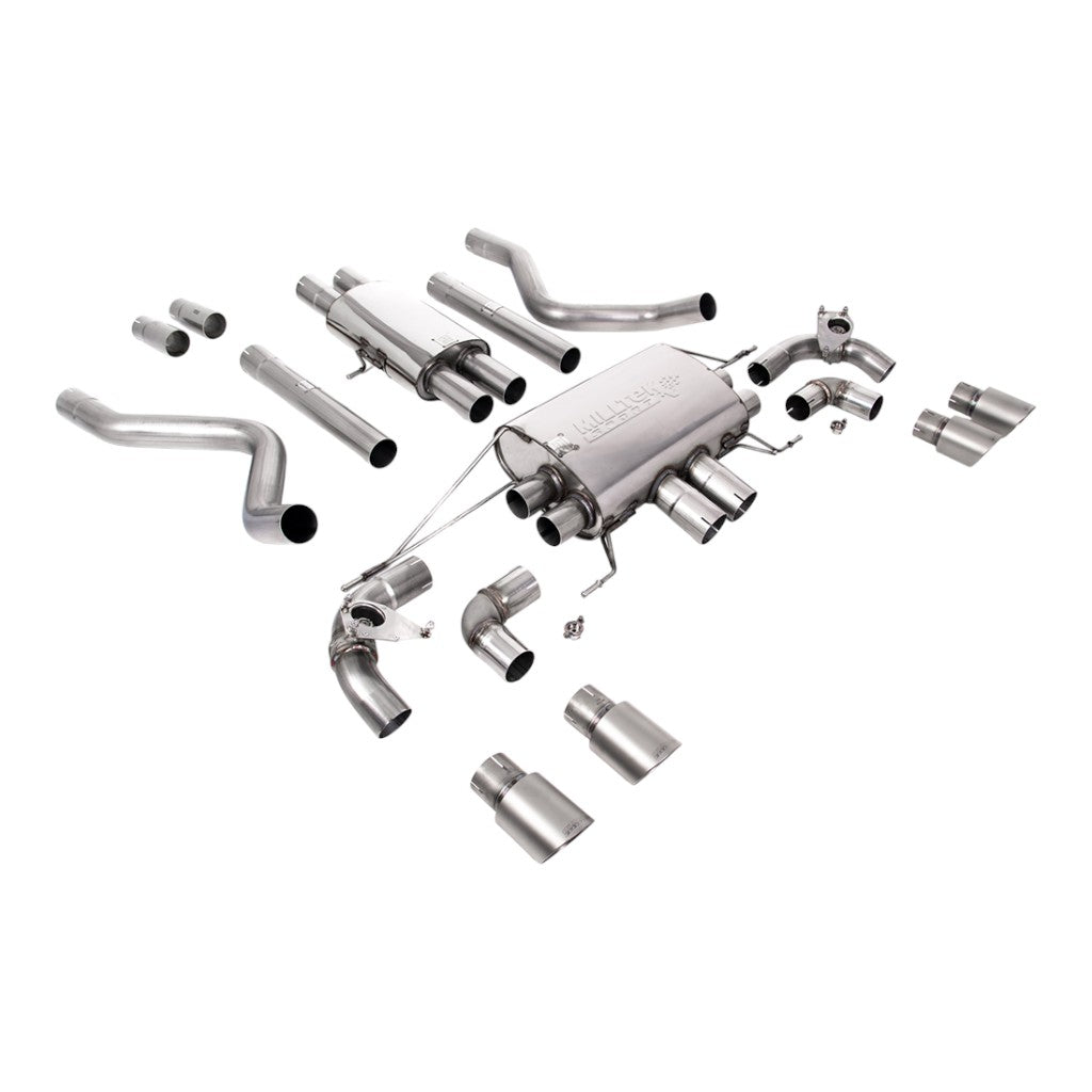 MILLTEK SSXLR180 Вихлопна система Cat-Back, 2.76" (насадки GT-90, синій титан) для LAND ROVER Defender 110 P525 Non-OPF/GPF 2021- Photo-0 