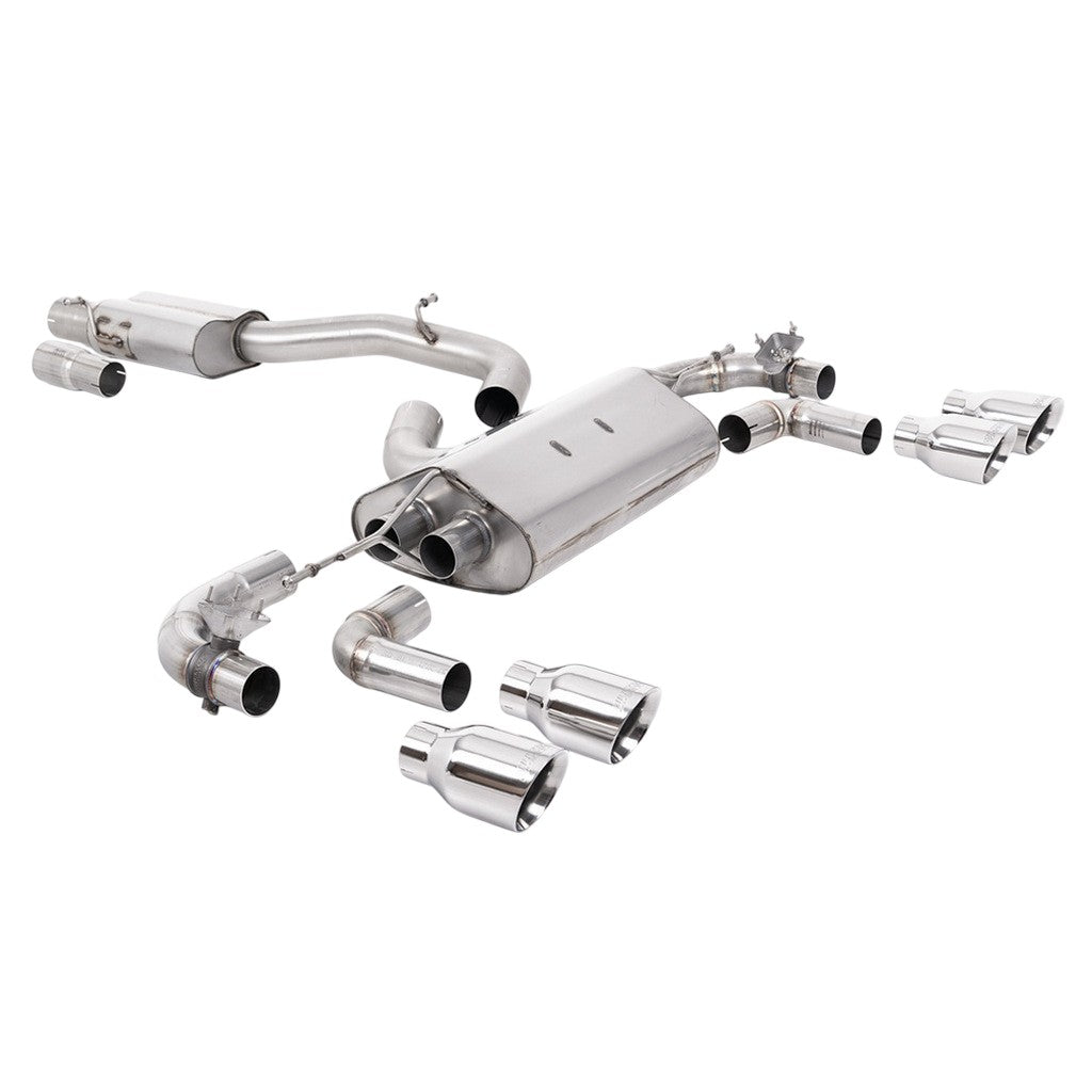 MILLTEK SSXVW656 Вихлопна система Cat-Back, 3.15" (насадки поліровані GT-100) для VW Golf R (MK7.5) Photo-0 