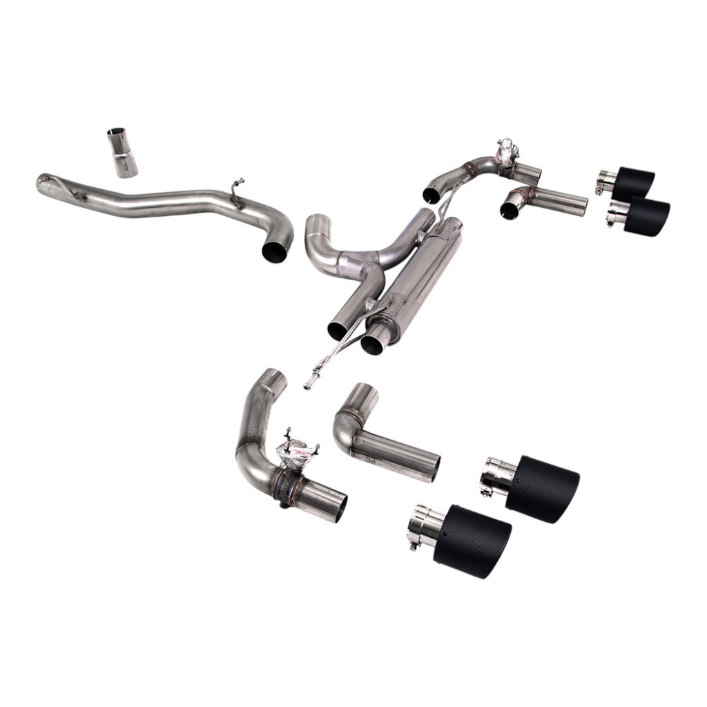 MILLTEK SSXVW671 Вихлопна система Cat-Back, 3.15" (насадки JET-115, карбон) для VW Golf R (MK8) Photo-0 