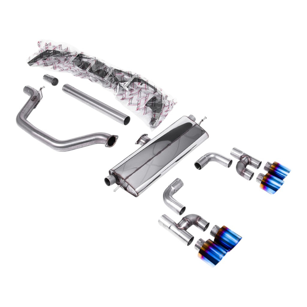 MILLTEK SSXVW698 Вихлопна система Cat-Back, 3.15" (насадки GT-115, синій титан) для VW Golf GTI (MK8) Photo-0 