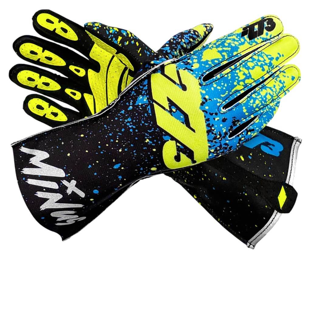 MINUS273 DRIPV3-FYCB-2XS Рукавички для картингу Drip V3, Жовтий Флуо / Блакитний / Чорний, Розмір 2XS Photo-0 