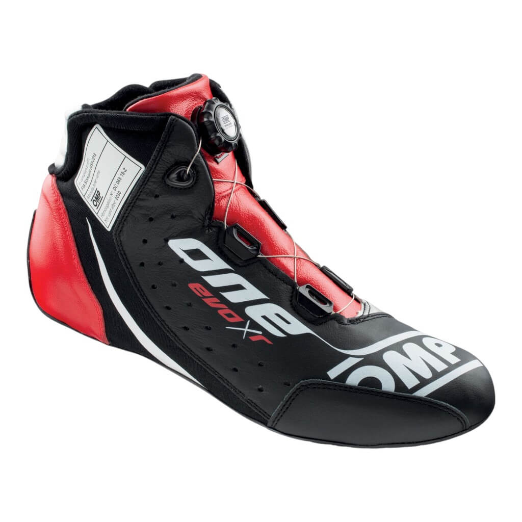 OMP IC0-0805-B01-172-38 Черевики для автоспорту One Evo X R, FIA 8856-2018, Чорний / Сріблястий / Червоний, Розмір 38 Photo-0 