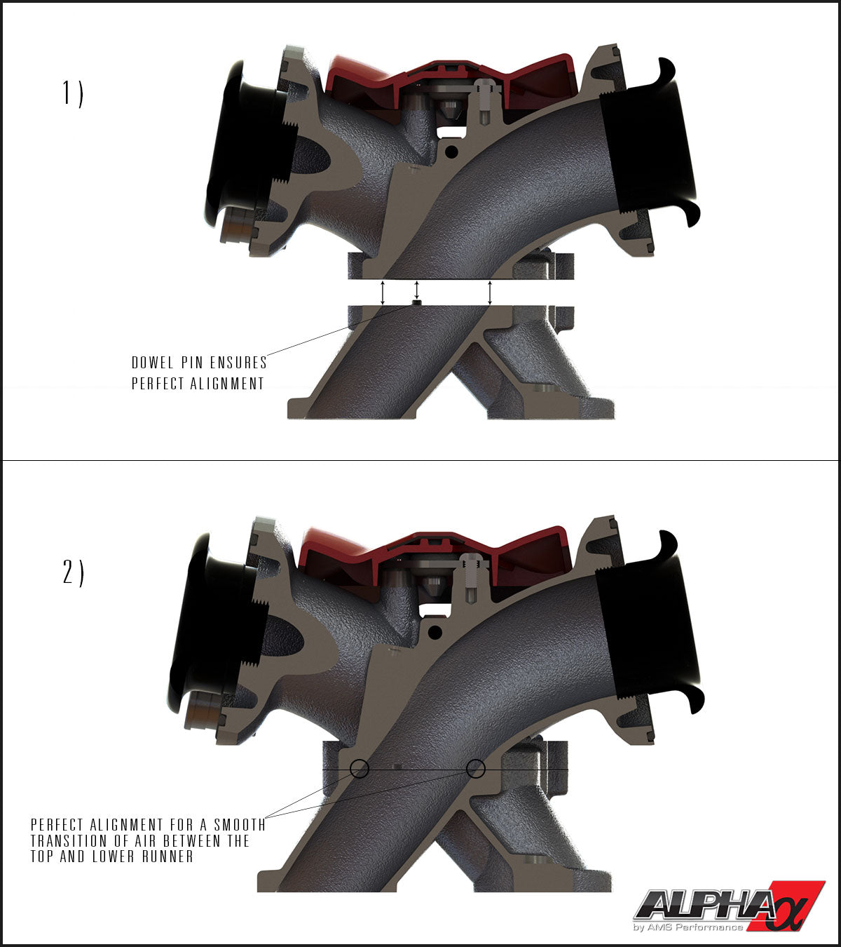 AMS ALP.07.08.0101-1 Carbon Fiber/Billet Intake Manifold NISSAN R35 GT-R (Standard Fuel Rail (6 Injector), Clear) Photo-1 