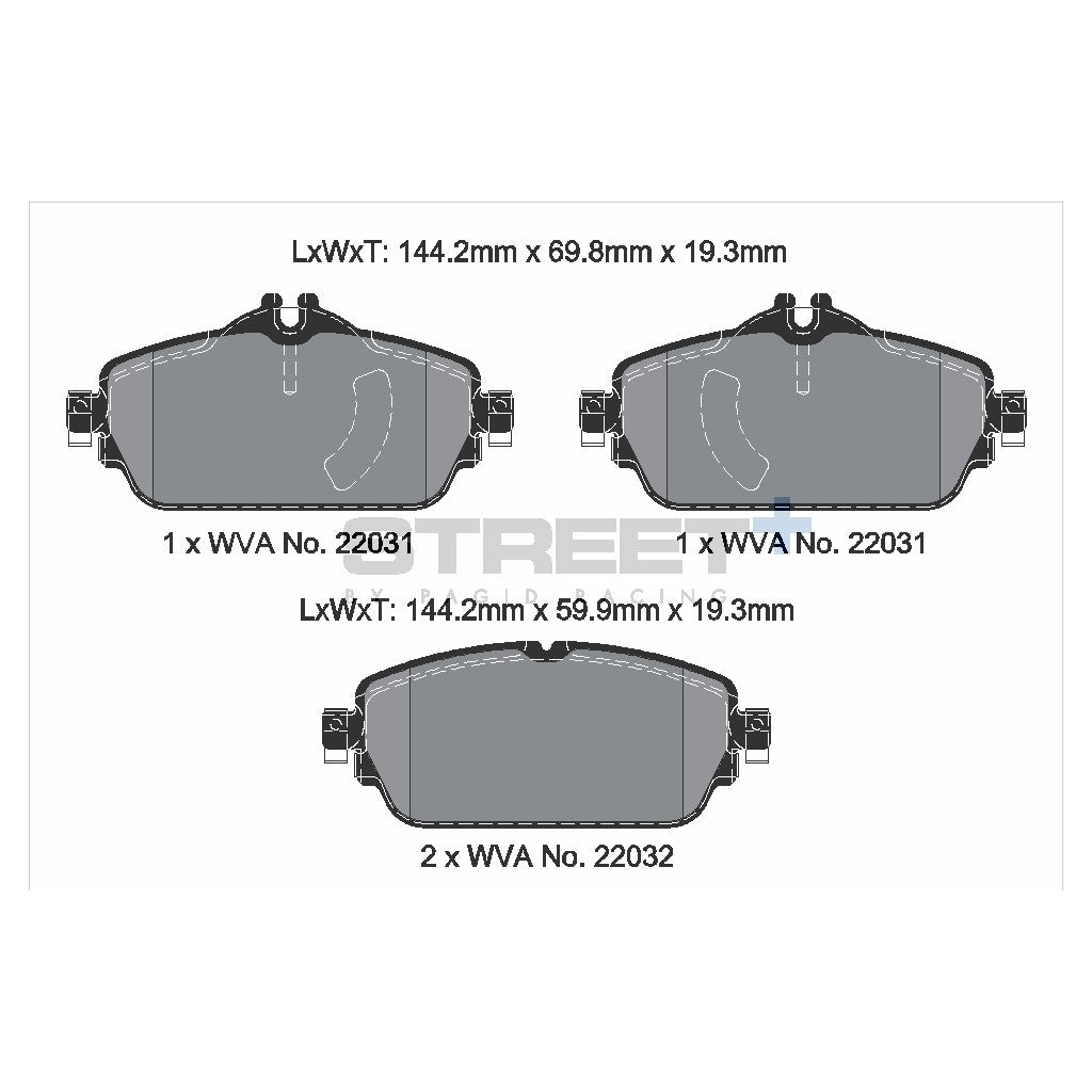 PAGID T8008SP2001 Гальмівні колодки передні STREET+ для MERCEDES-BENZ C-Class (W205) / E-Class (W213) / GLA (X156) Photo-1 