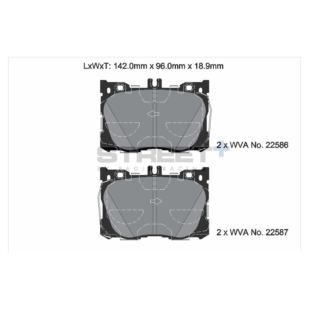PAGID T8015SP2001 Гальмівні колодки передні STREET+ для MERCEDES-BENZ C-CLASS (W205) / CLS (C257) / E-CLASS (W213) Photo-1 