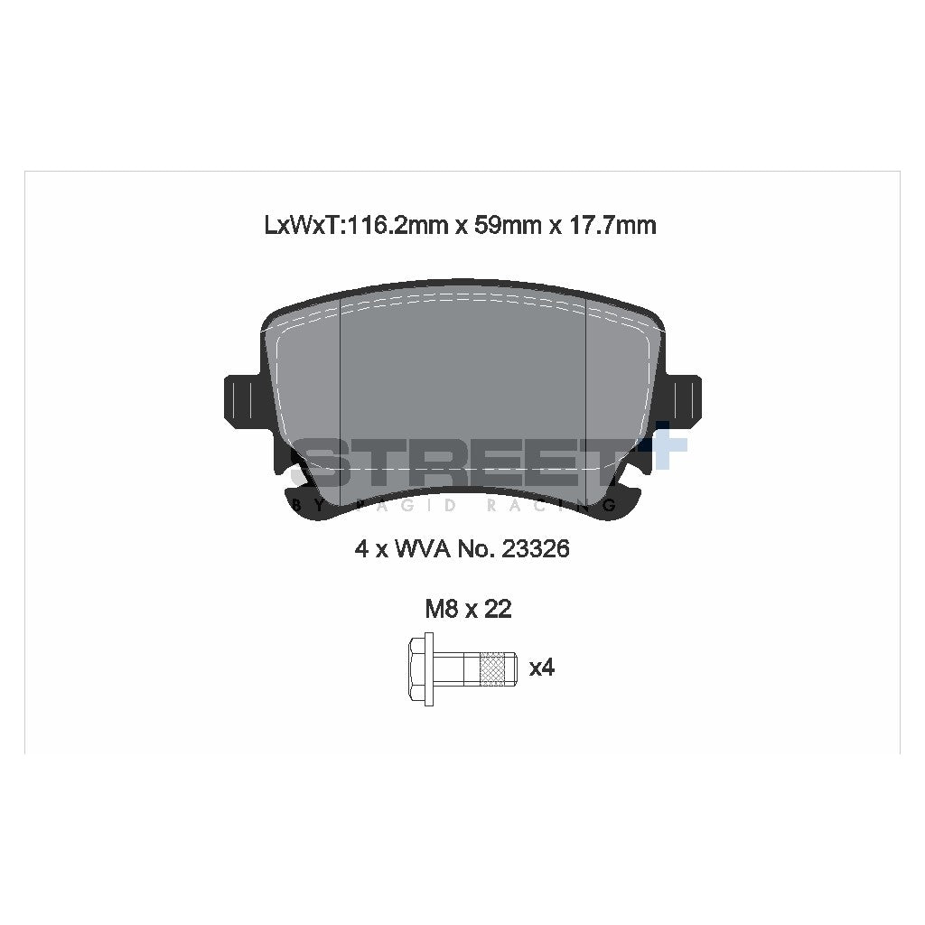 PAGID T8027SP2001 Гальмівні колодки задні STREET+ для AUDI A4 (B6, B7) / A6 (C5, C6) / AUDI A8 (D3) / VW TRANSPORTER V Photo-2 