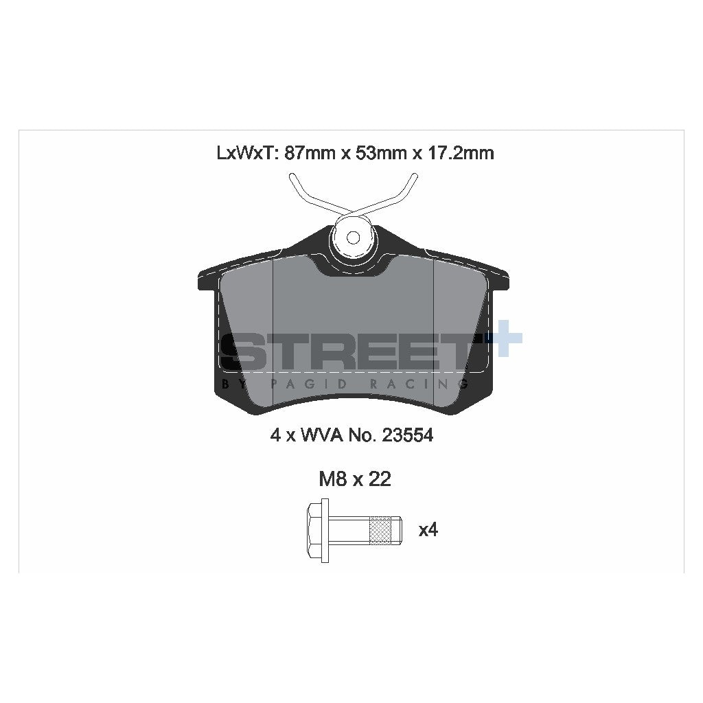 PAGID T8032SP2001 Задні гальмівні колодки STREET+ для AUDI A6 C5 (4B2) / VW Golf IV Photo-2 