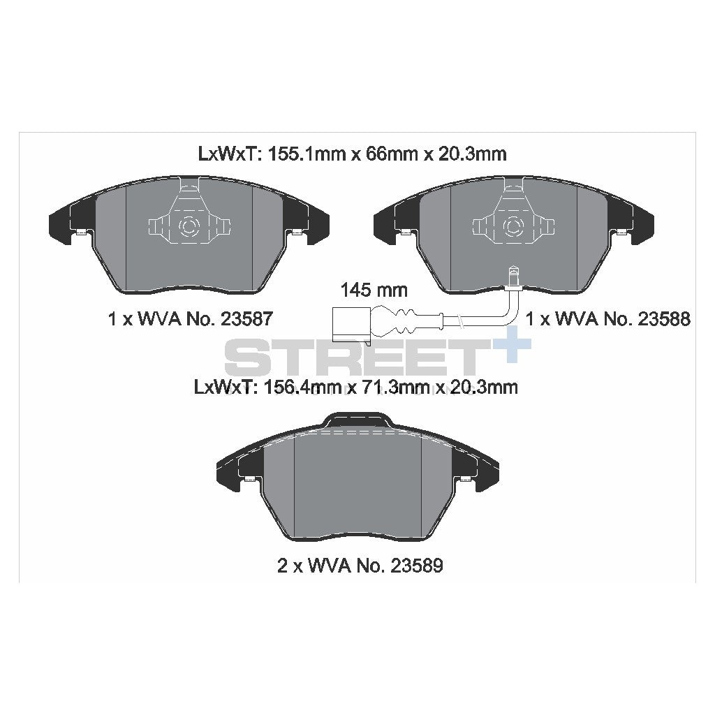 PAGID T8033SP2001 Гальмівні колодки передні STREET+ для AUDI A1 / AUDI A3 (8Px) / SEAT Leon (1P1) / SKODA Octavia II Photo-2 