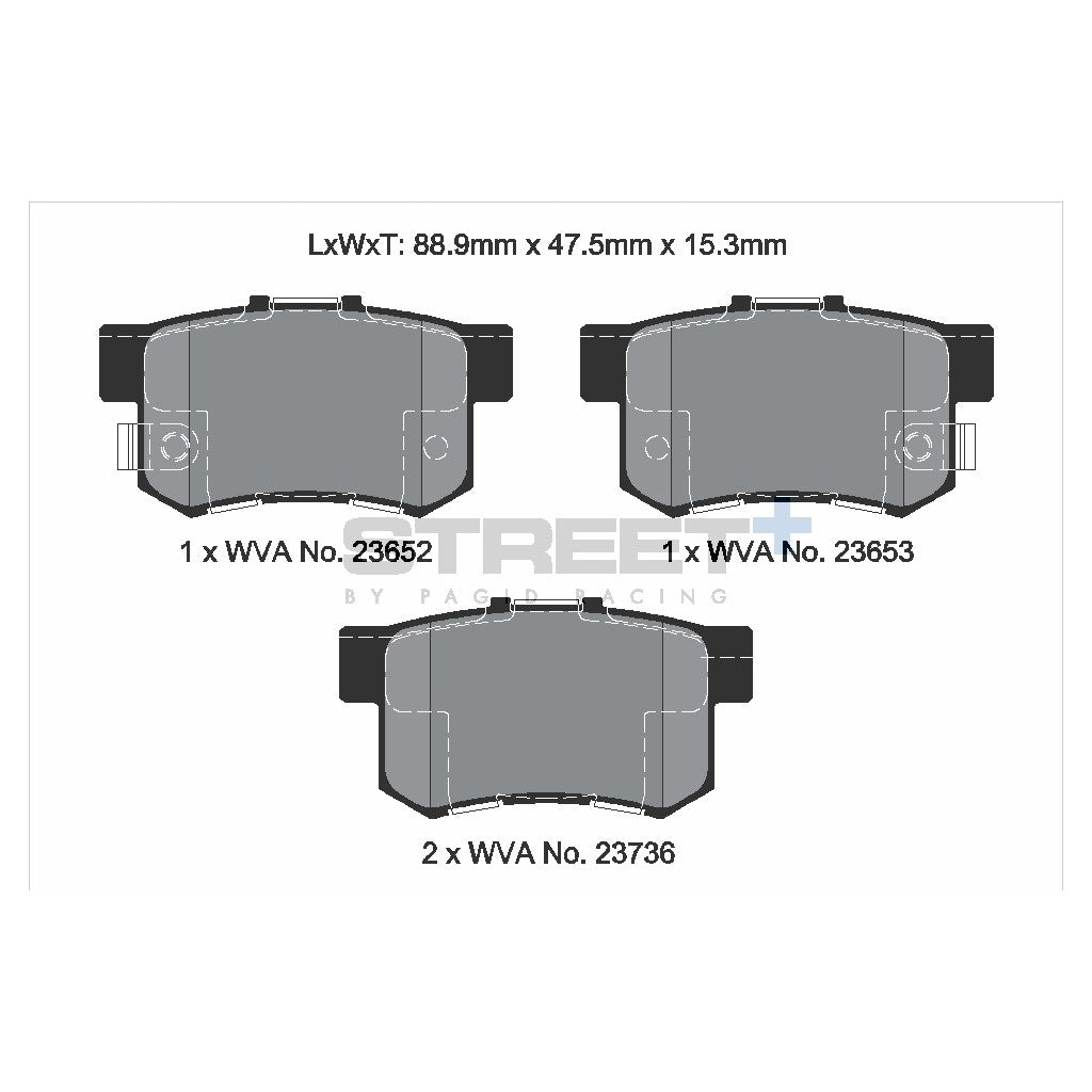 PAGID T8034SP2001 Задні гальмівні колодки STREET+ для HONDA Accord VII Tourer / ACURA RDX Photo-2 