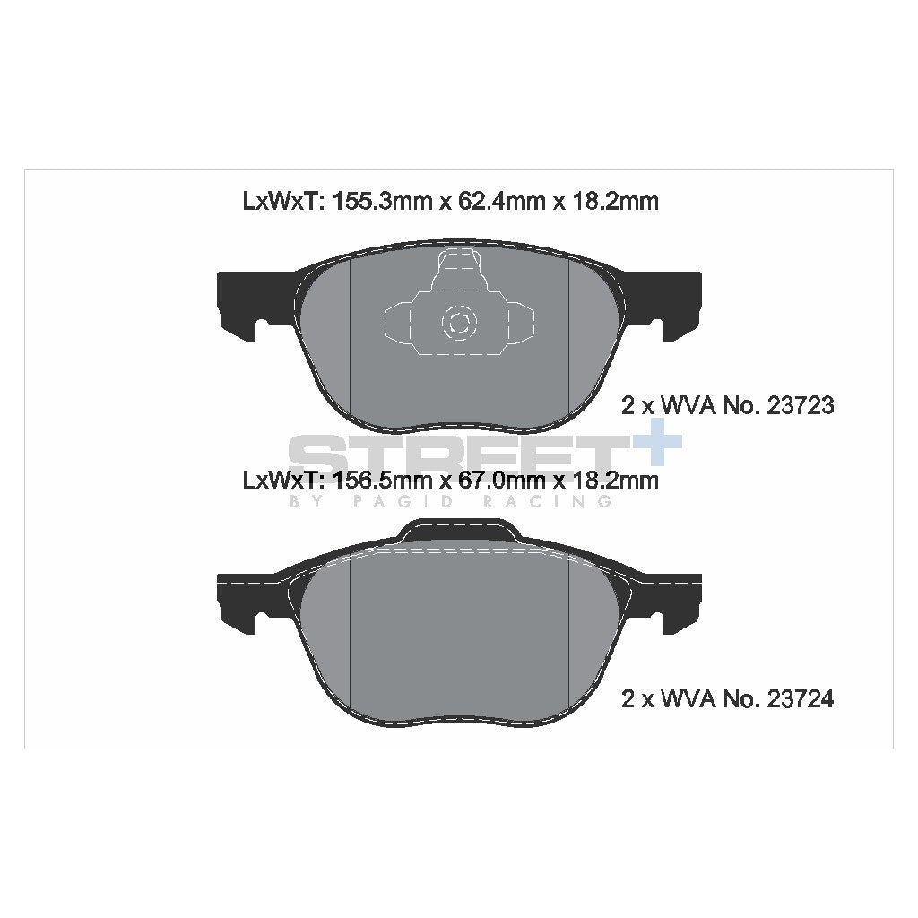 PAGID T8041SP2001 Гальмівні колодки передні STREET+ для FORD C-MAX/ECOSPORT/FOCUS II-III / MAZDA 3 / VOLVO S40 Photo-2 