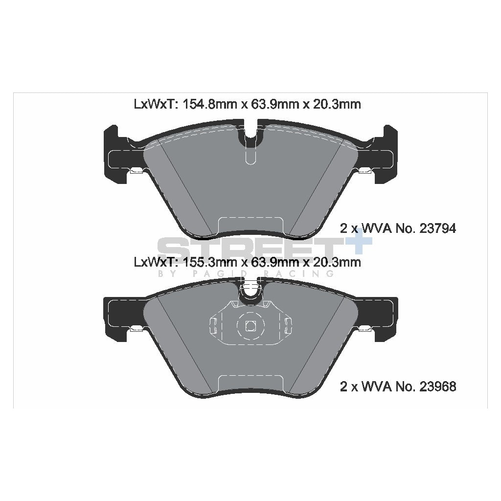 PAGID T8045SP2001 Гальмівні колодки передні STREET+ для BMW 3 (E90-E93) / X1 (E84) / Z4 Roadster (E89) Photo-1 