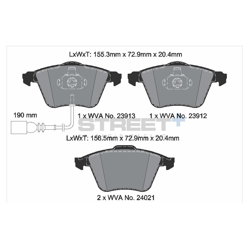 PAGID T8048SP2001 Гальмівні колодки передні STREET+ для AUDI A3 (8Px) / AUDI TT (8Jx) / VW GOLF VI Photo-2 