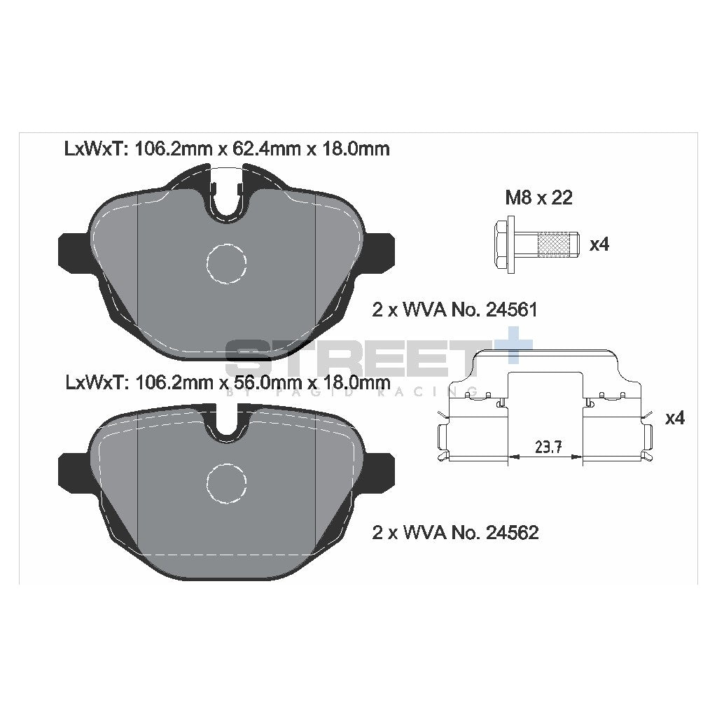 PAGID T8079SP2001 Гальмівні колодки задні STREET+ для BMW 5 (G30, F90) / 7 (G11, G12) / X4 (G02, F98) Photo-1 
