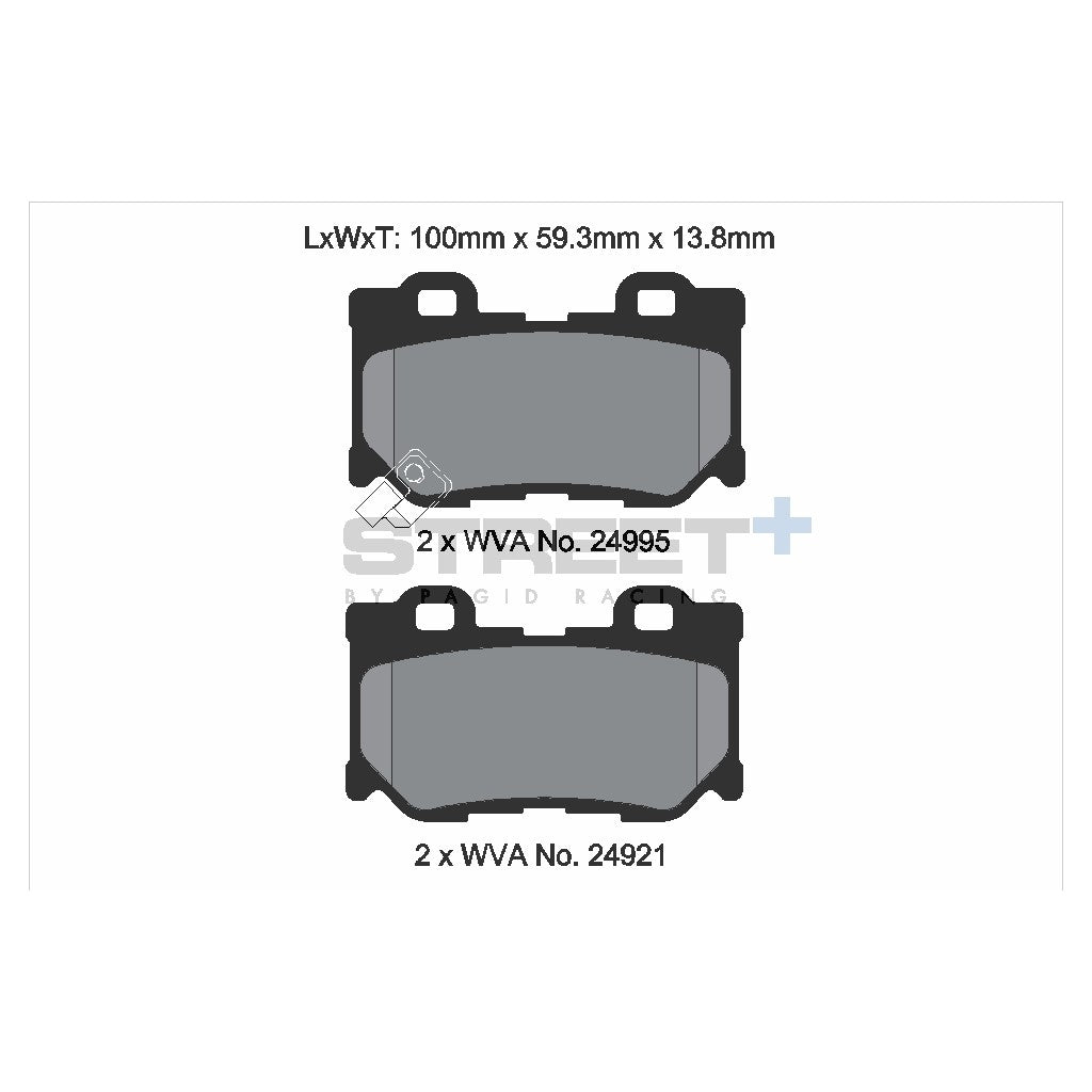 PAGID T8100SP2001 Задні гальмівні колодки STREET+ для NISSAN 370Z (Z34) 2009-2020 Photo-2 