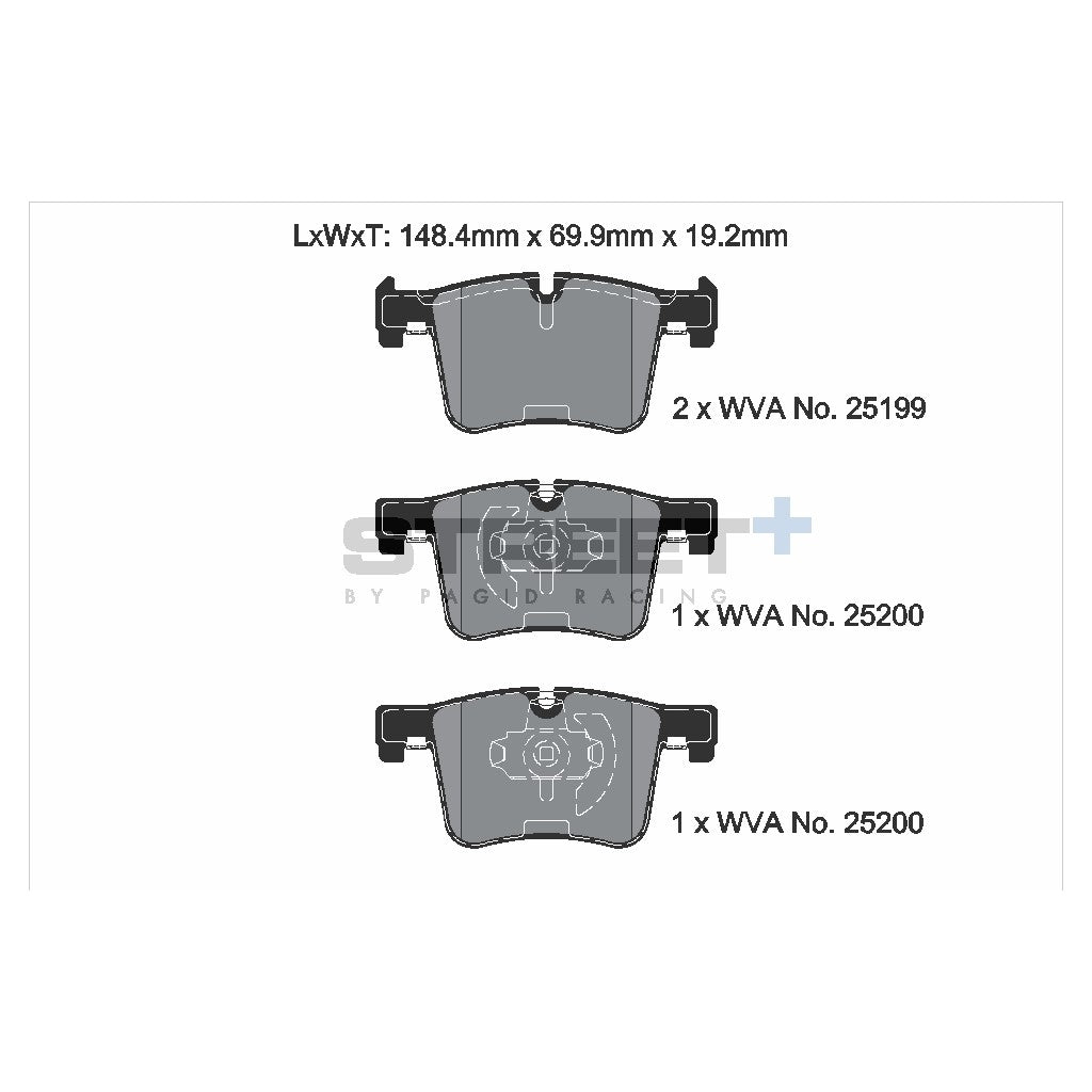 PAGID T8113SP2001 Передні гальмівні колодки STREET+ для BMW 2 серії (F22) / 3 серії (F30) / 4 серії (F32) / X3 (F25) / X4 (F26) Photo-1 