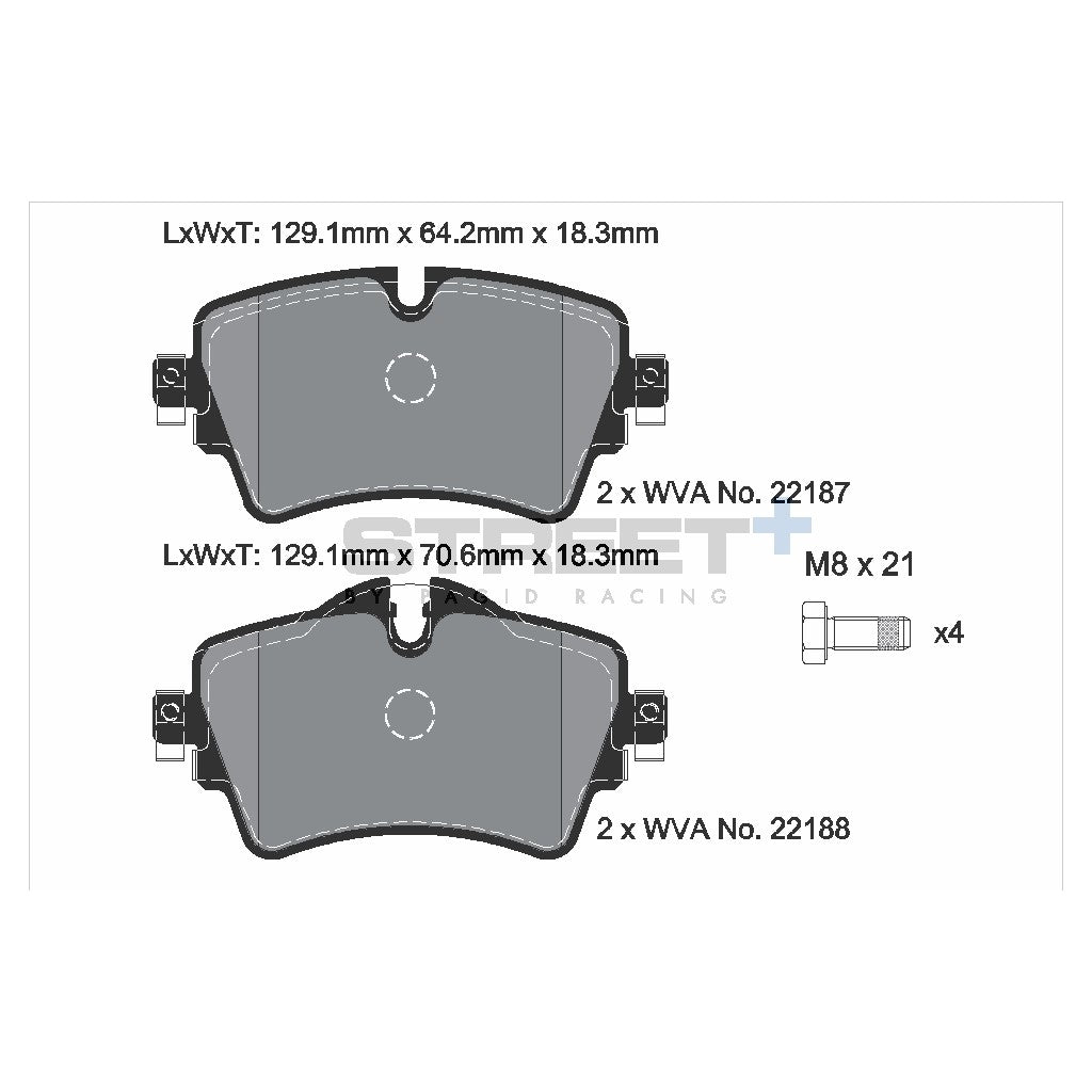 PAGID T8161SP2001 Гальмівні колодки передні STREET+ для BMW 1 (F52)/X2 (F39) / MINI (F5x) Photo-2 