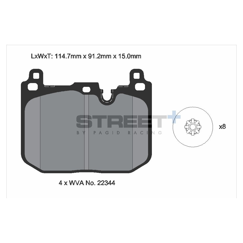 PAGID T8162SP2001 Гальмівні колодки передні STREET+ для MINI (F5x) / MINI Countryman (F60) Photo-2 