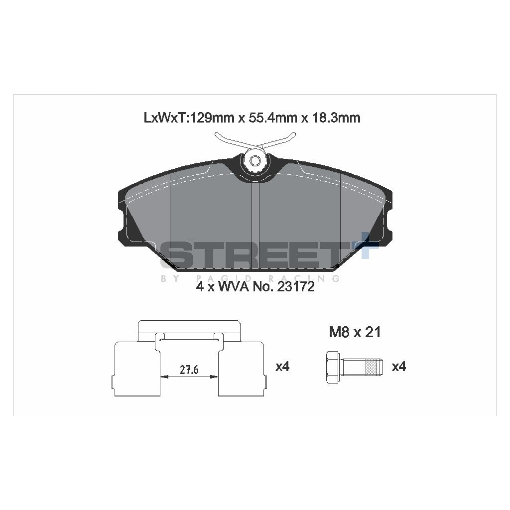 PAGID T8165SP2001 Передні гальмівні колодки STREET+ для RENAULT Megane I / Laguna I / Scenic I MPV Photo-2 