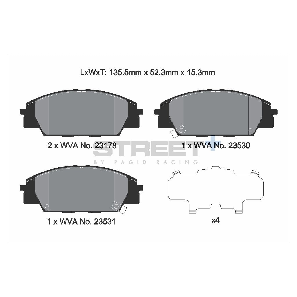 PAGID T8166SP2001 Передні гальмівні колодки STREET+ для HONDA S2000 (AP) / Civic VIII Hatchback (FN, FK) Photo-2 