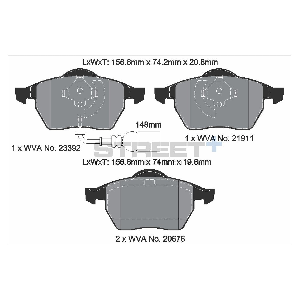 PAGID T8173SP2001 Передні гальмівні колодки STREET+ для AUDI A3 (8L1) / TT (8N3/8N9) / Seat Leon (1M1) / Ibiza(6L1) Photo-2 