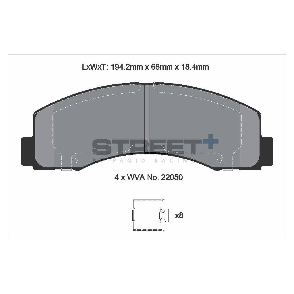 PAGID T8208SP2001 Передні гальмівні колодки STREET+ для FORD F-150 Crew Cab Pickup 2014 Photo-2 