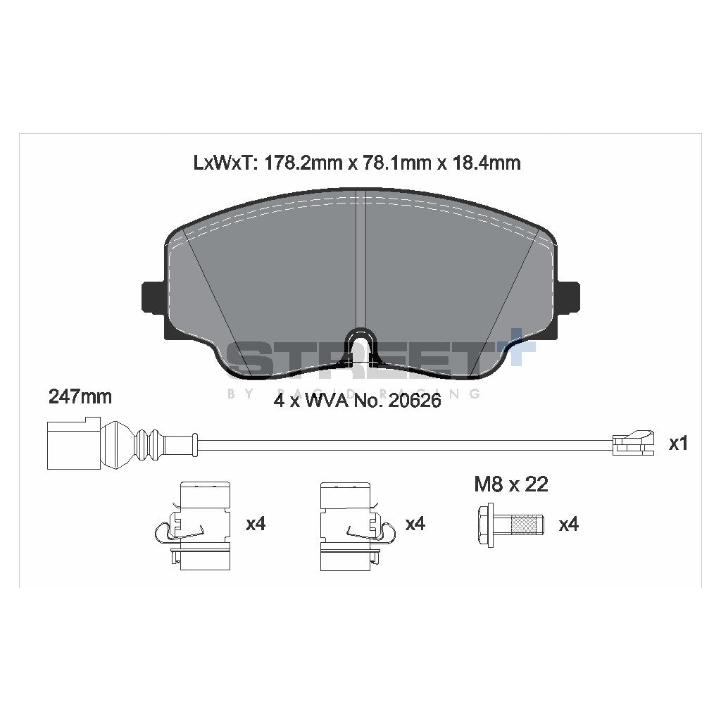 PAGID T8218SP2001 Передні гальмівні колодки STREET+ для AUDI A3 Sportback (8YA) 2020- Photo-2 