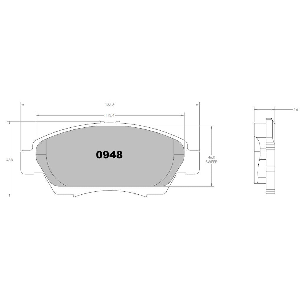 PFC 0948.68.16.64 Передні гальмівні колодки для HONDA Civic (EP / FD / FB) / ACURA ILX (DE) (68 Compound, 16 mm) Photo-0 