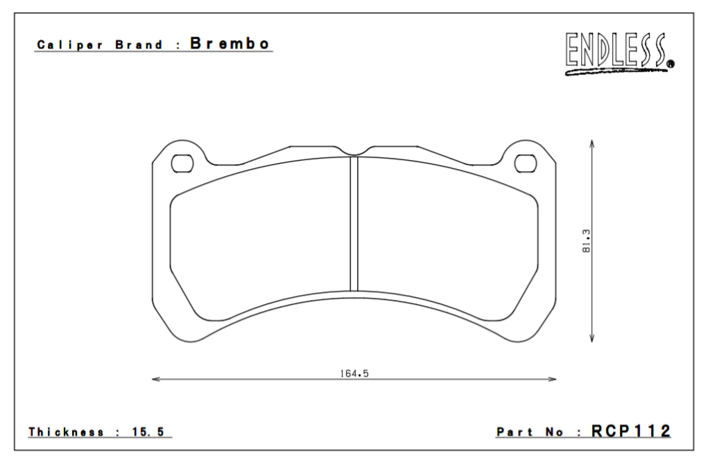 ENDLESS RCP112MX72 К-т передніх гальмівних колодок для SUBARU WRX STI 2018 +/RA-R (Brembo 6-pot) Photo-1 