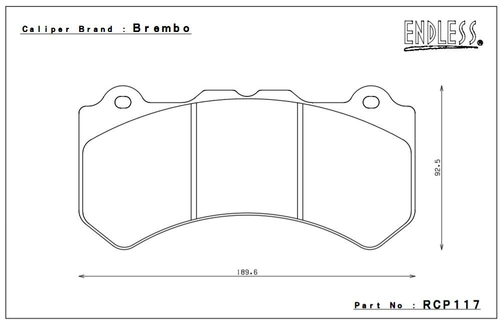 ENDLESS RCP117S89F Гальмівні колодки передні для NISSAN GT-R R35 (18.5mm) Photo-1 