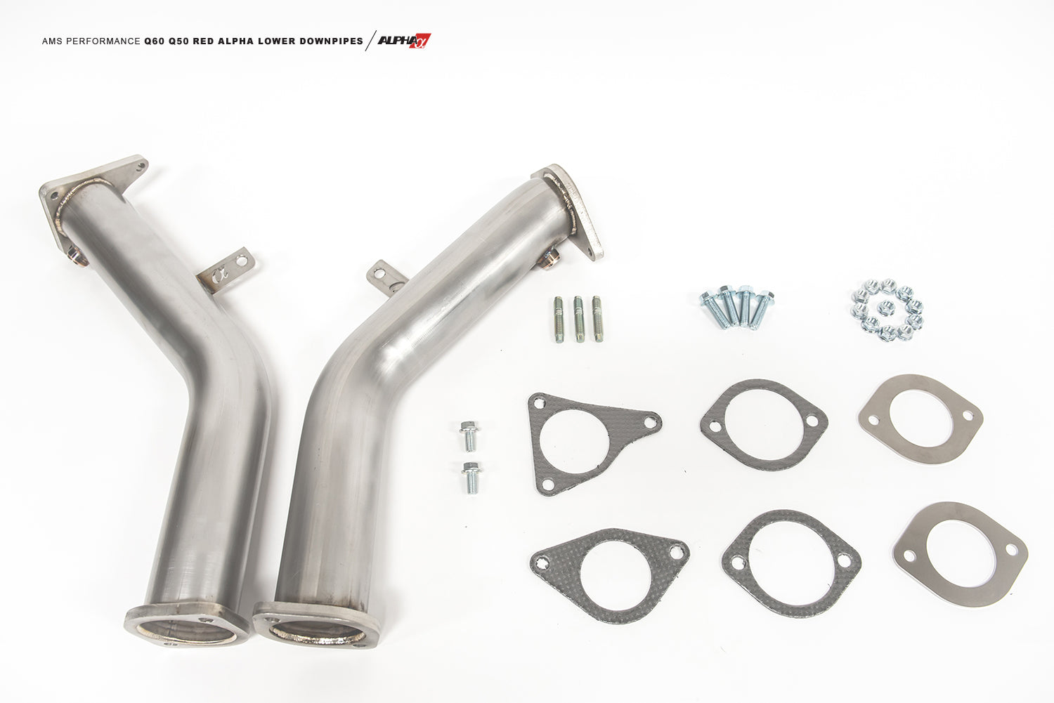 AMS ALP.28.05.0002-1 Alpha Performance INFINITI Q50/Q60 Catless Full Downpipe Kit Photo-0 