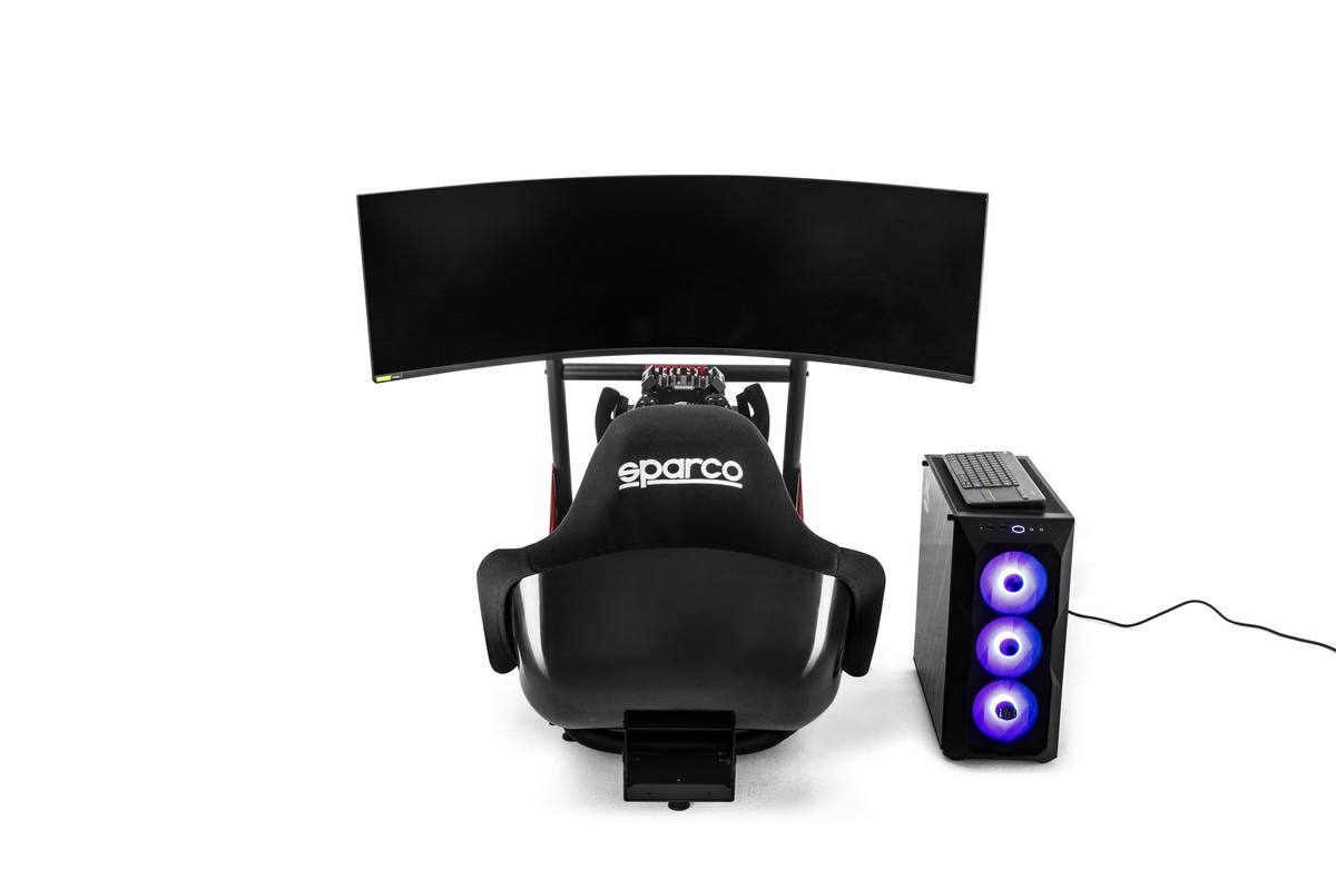 SPARCO G03304NR Ігровий симулятор Gp rig ii (gp pro+fanatec к-т симулятора+p310 open+pc+клавіатура+монітор) Чорне крісло Photo-3 