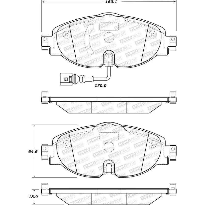 STOPTECH 308.17600 Колодки гальмівні з прокладками для AUDI A3 (8V), VW GOLF GTI MK7 Photo-5 