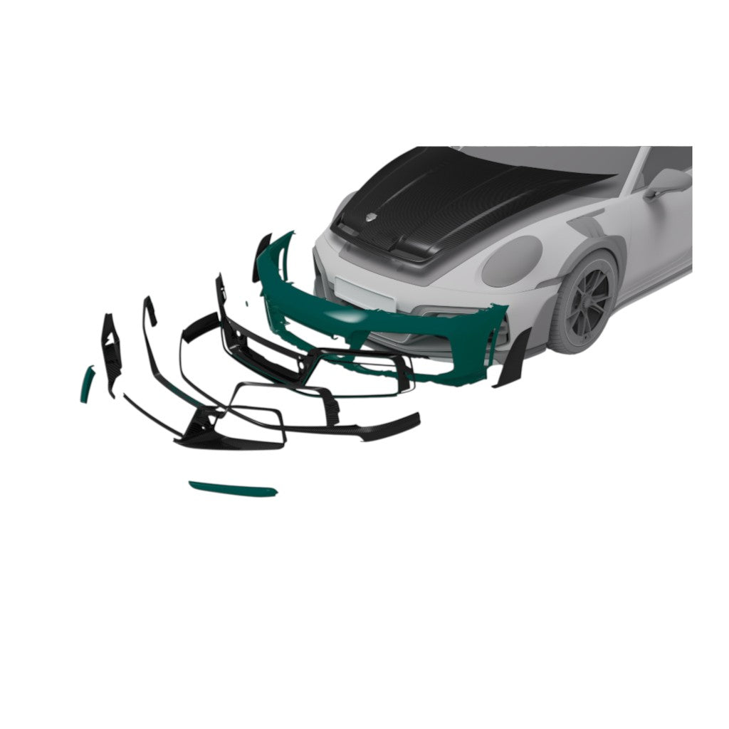 TECHART +92.100.050.022 V02: Транспортний засіб з дистанційним паркуванням ParkAssist, матовий карбон для PORSCHE 911 GTstreet R Touring Turbo S Coupe (992.1) Photo-1 