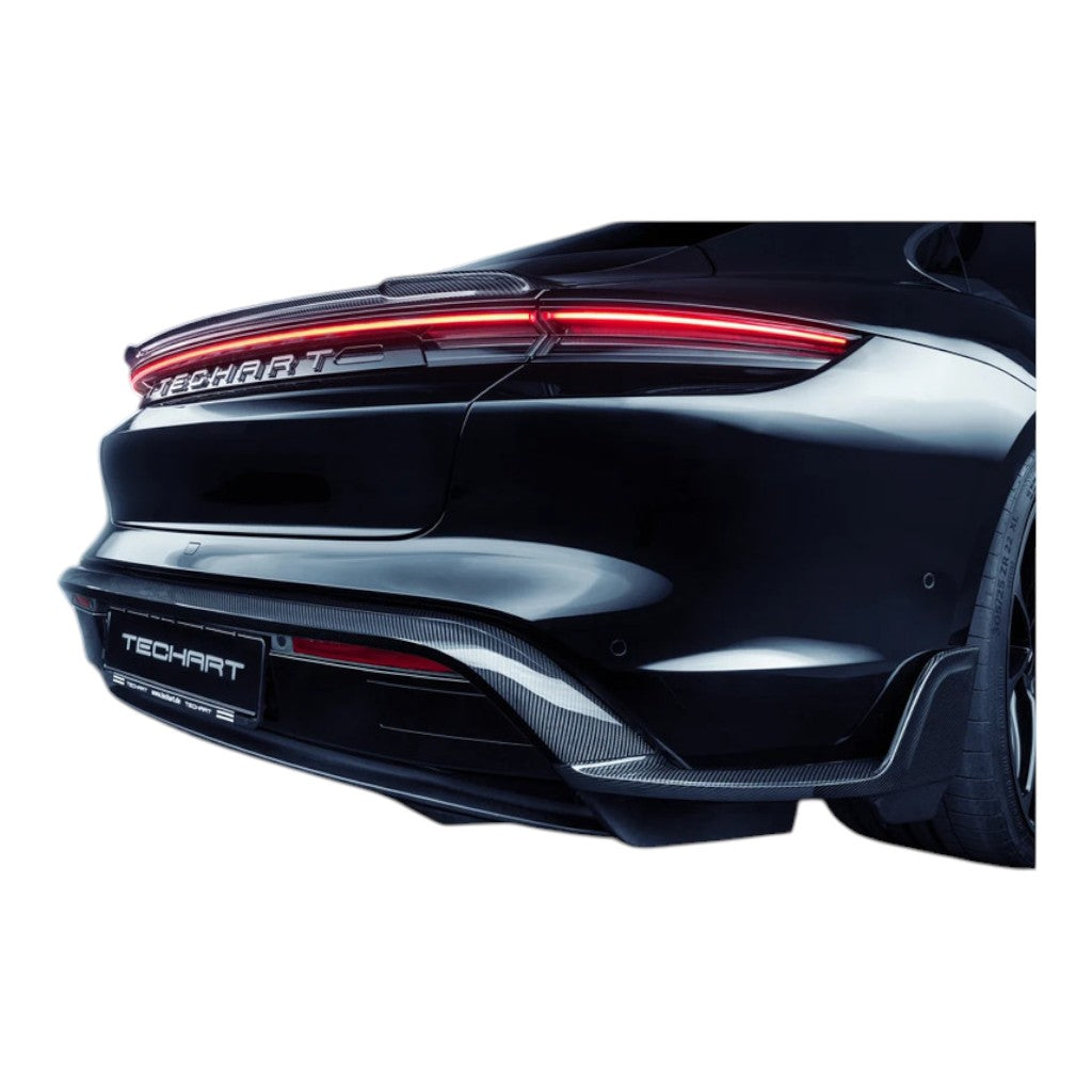 TECHART +9J.121.500.002 V01: Рамка дифузора з плавниками з видимого карбону, глянцева для PORSCHE Taycan (9J1) Photo-3 