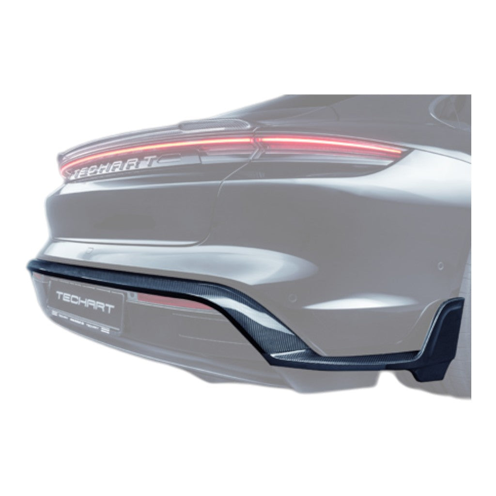 TECHART +9J.121.500.003 V01: Рамка дифузора з плавниками з видимого карбону, матова для PORSCHE Taycan (9J1) Photo-1 