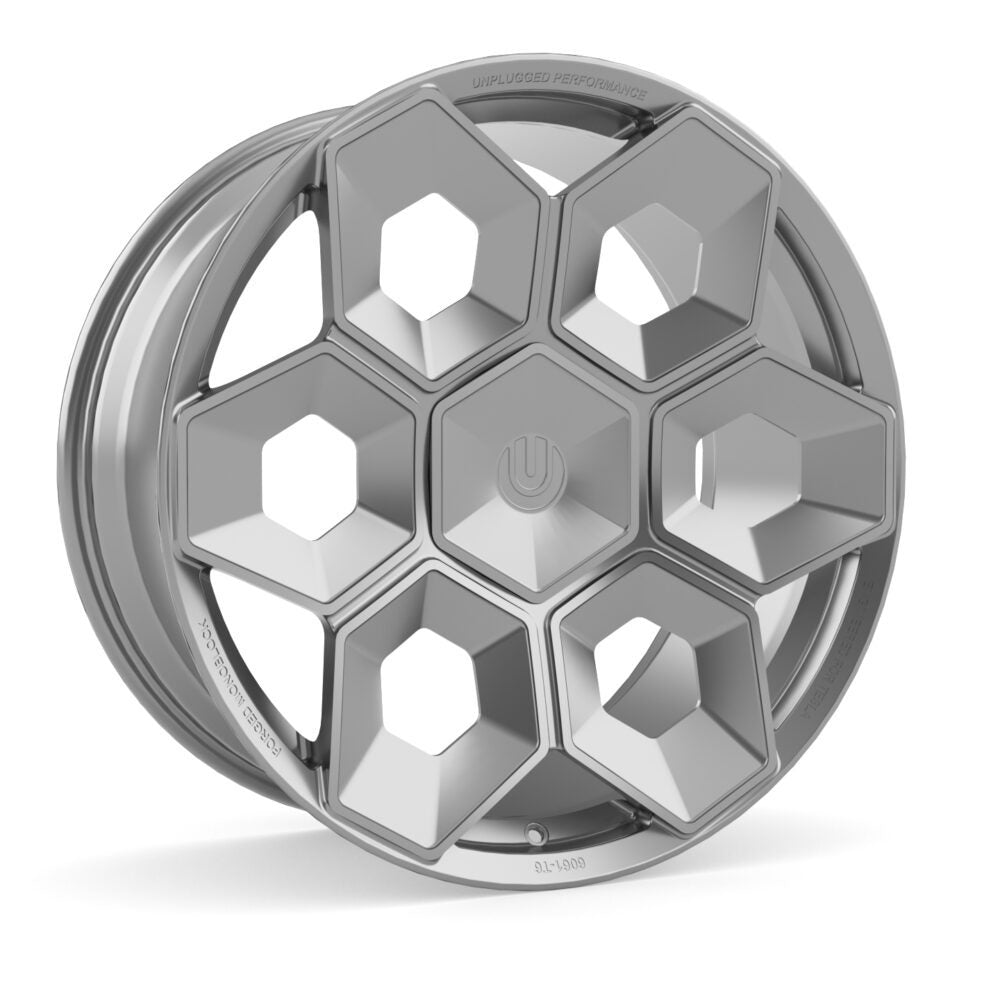 UNPLUGGED PERFORMANCE UP-CYBRHEX-DBL-017 Колісний диск UP CYBRHEX 20x9.5+35 - 5x114.3 / 5x120+A41:A73, Double Drilled, титановий матовий для TESLA Cybertruck Photo-0 