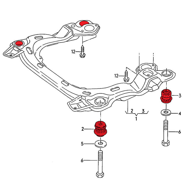 VERKLINE SBK-010 Комплект передніх втулок підрамника (алюміній) 8 шт для AUDI 200 (C3) Photo-3 
